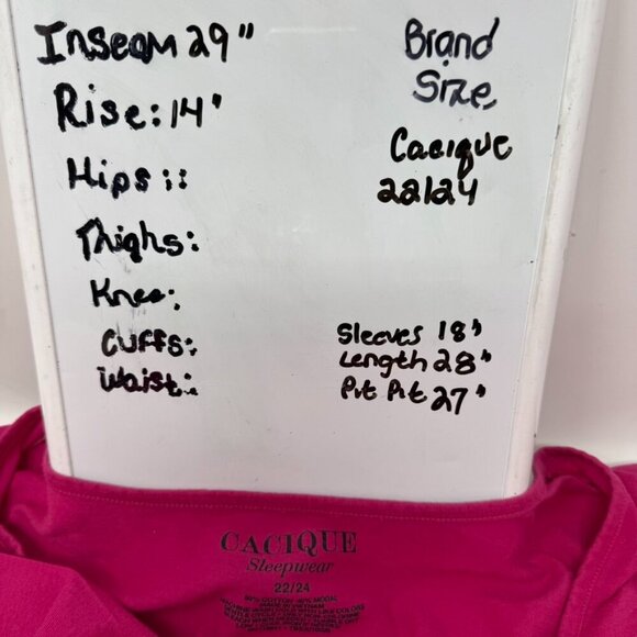 Cacique Pajama Set 3/4 Sleeve Top Matching Pants Sz 22/24 Striped Heart Pattern - Picture 8 of 14